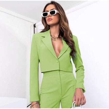 Pia Cropped Blazer and Pants Suit