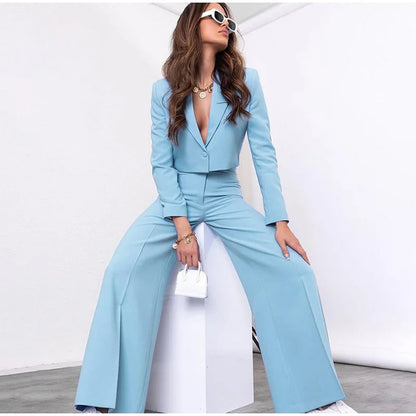 Pia Cropped Blazer and Pants Suit