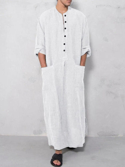 Long Cotton Linen Style Slit Shirt