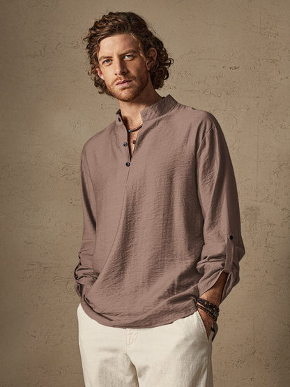 Linen Henry Long Sleeve Beach Shirt