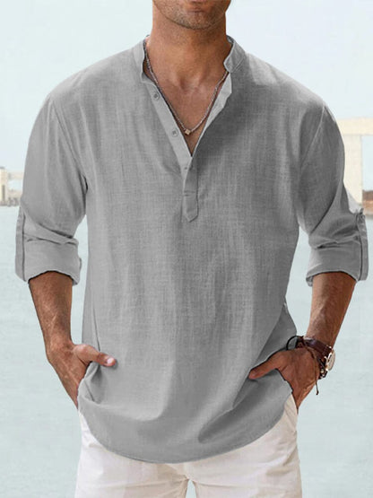 Cotton Linen Casual Long Sleeve Shirt