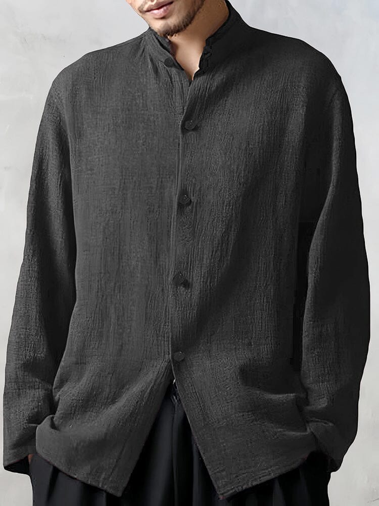 Cotton Linen Loose Fit Long Sleeve Shirt