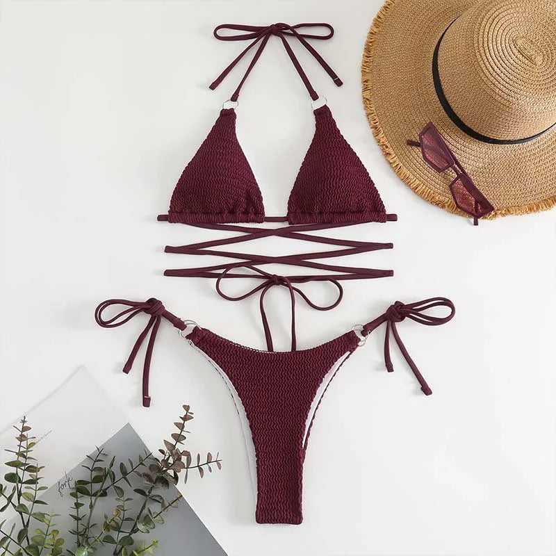 Cross Lace Up Bikini