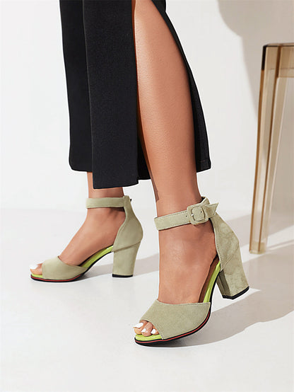 Alison Hayes™ Suede Peep Toe Heels