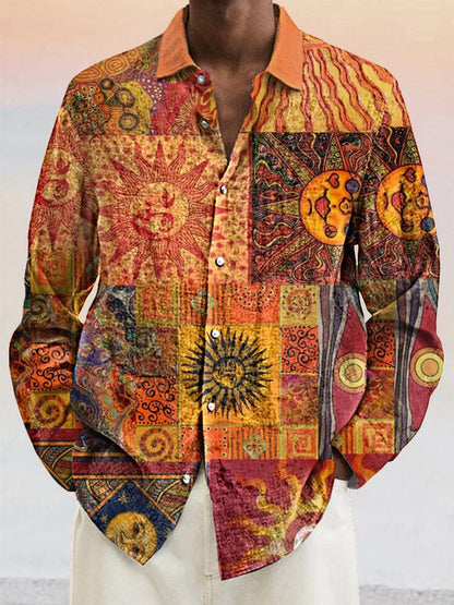 Vintage Printed Cotton Linen Shirt