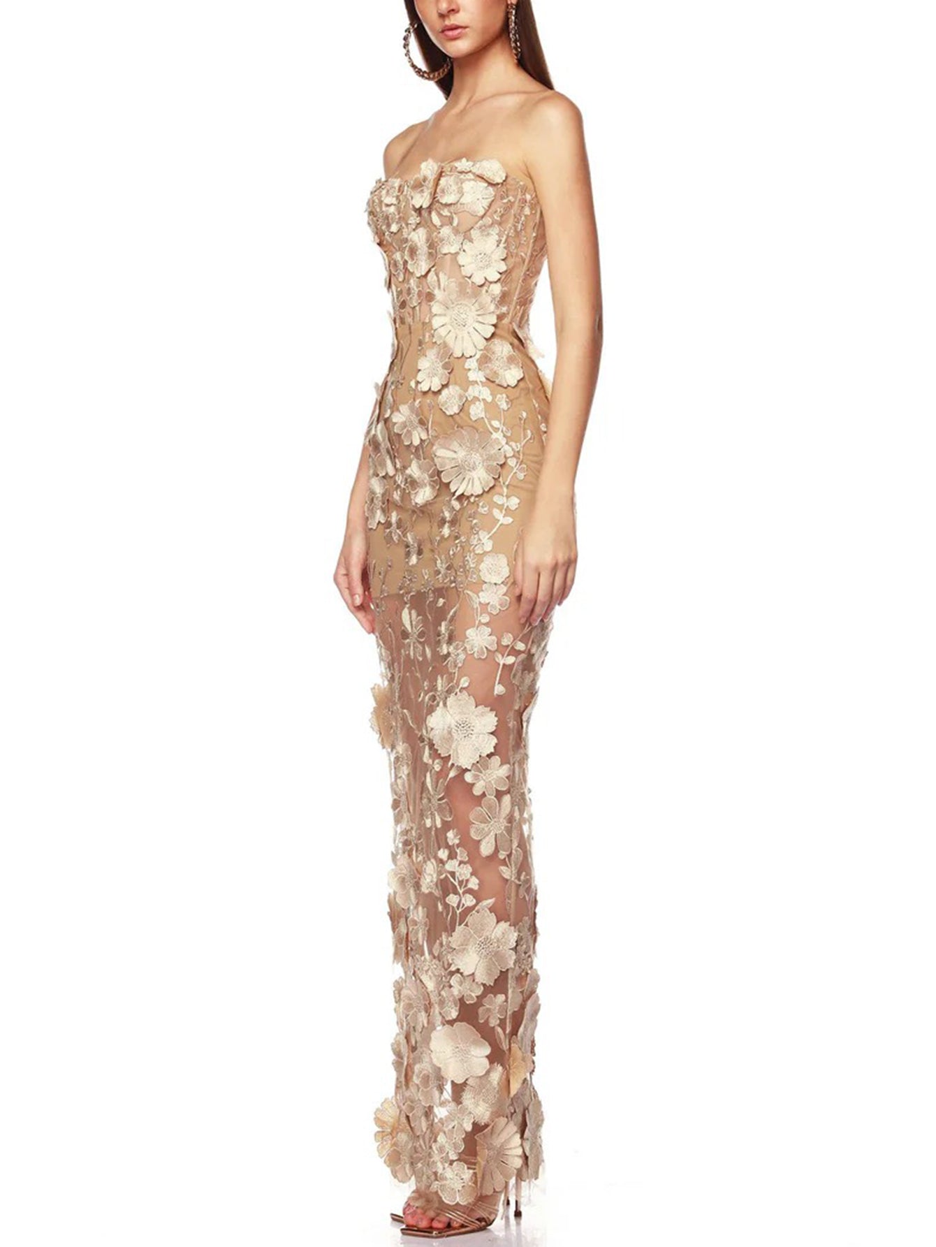 Luxurious Floral Embroidered Gown