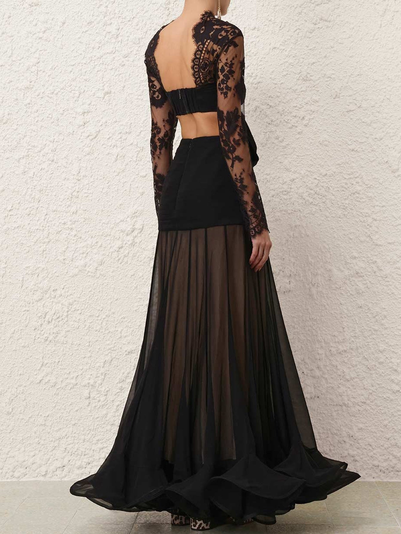 Elegant Lace Cutout Gown