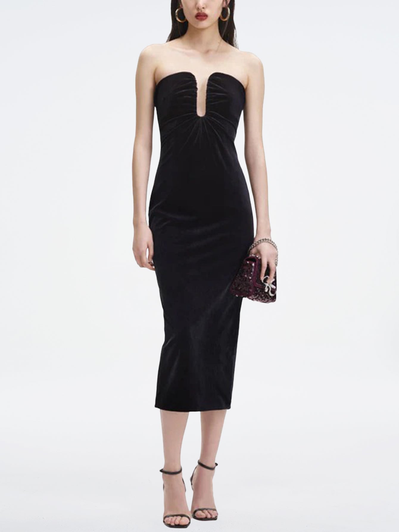 Temperament Elegant Velvet Sheath Dress