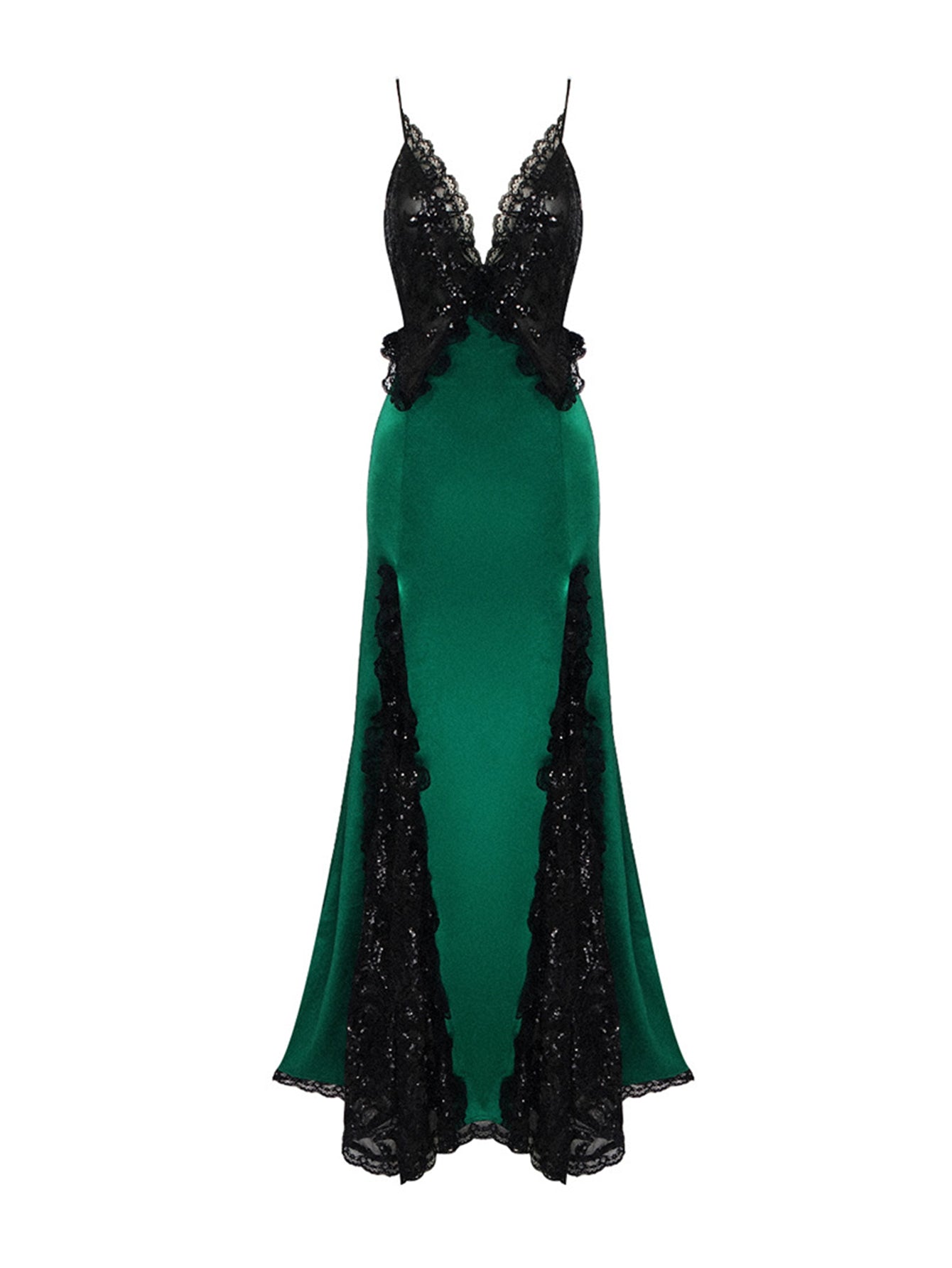 Plunging Neckline Sequined Gown