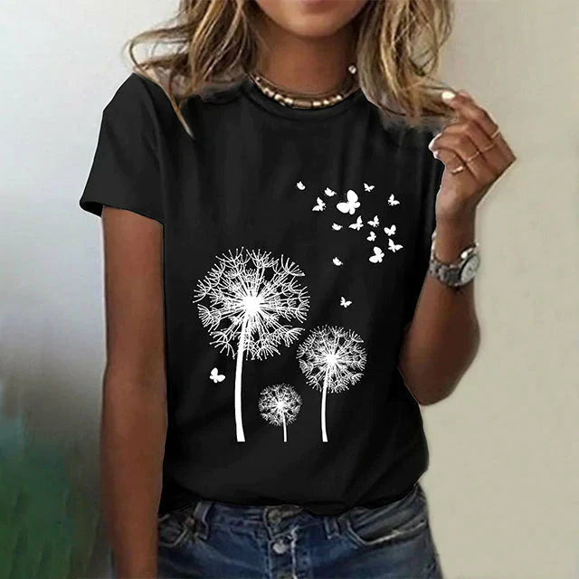 Dandelion Print Casual T-Shirt