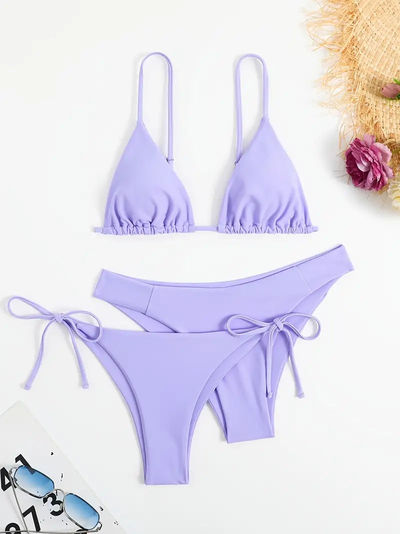 Solid Color 3 Piece Swimsuit