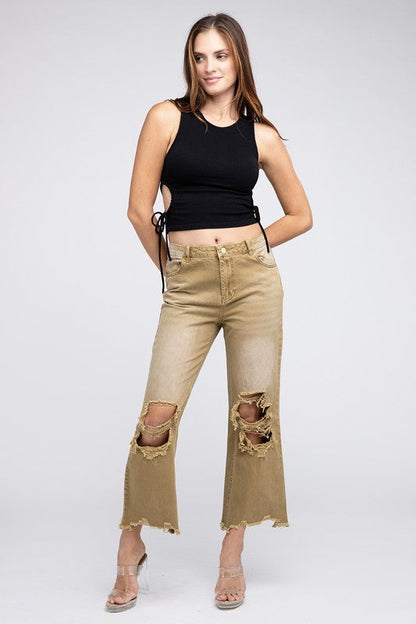 MIA DISTRESSED VINTAGE WIDE LEG PANTS