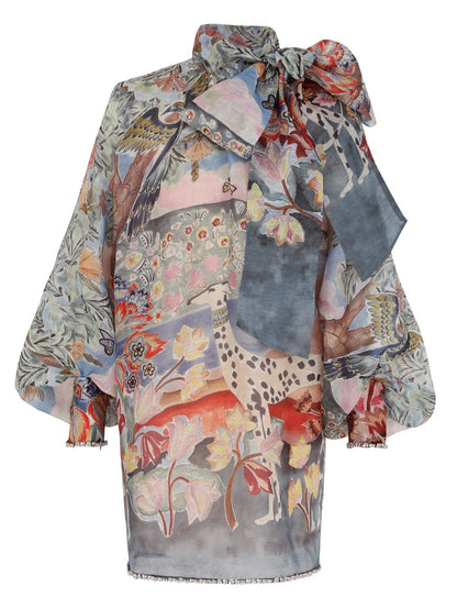 Floral Print Silk Blend Dress