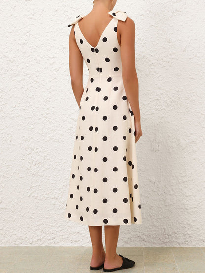 Elegant Polka Dot Midi Dress