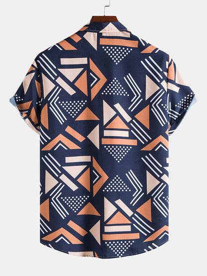 Shirt and Swim Shorts with Geometric Print