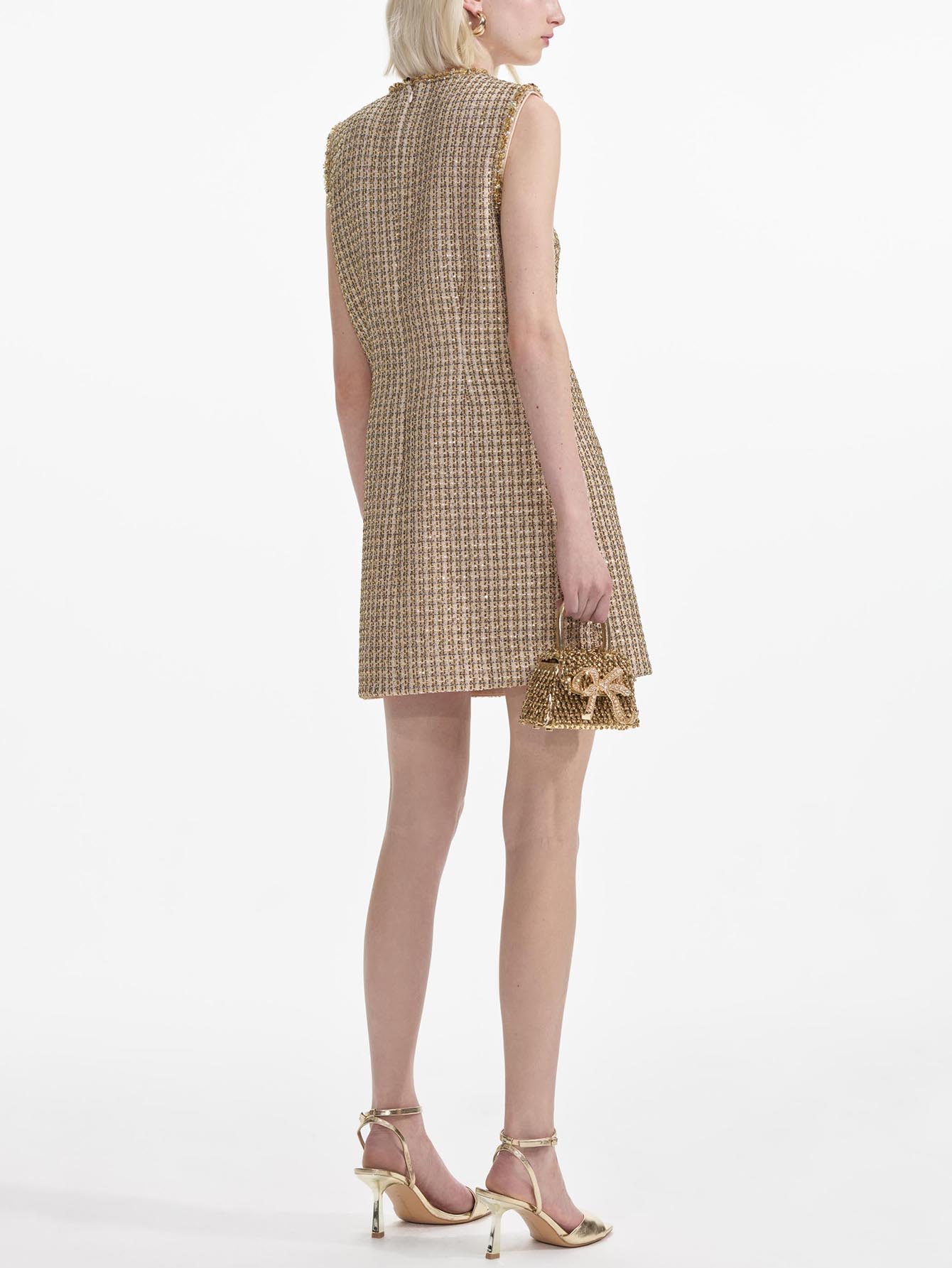 Tweed Shift Dress with Chain Detailing