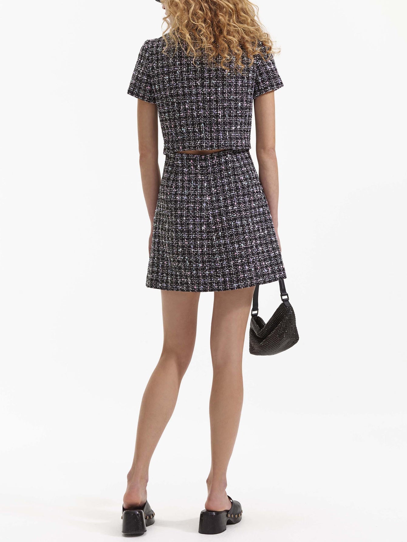 Tweed Mini Dress with Button