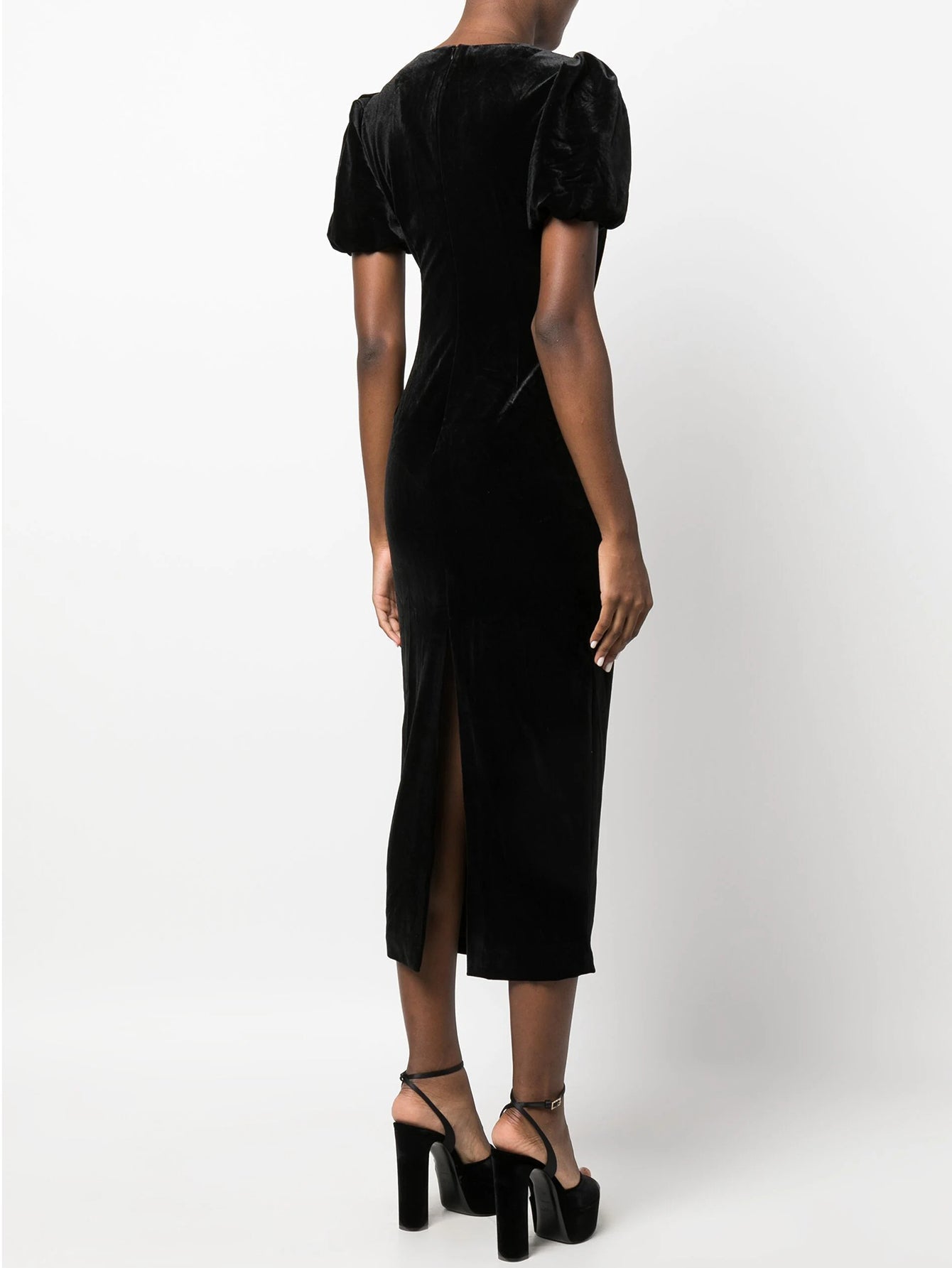 Velvet Midi Dress with Ring Detai