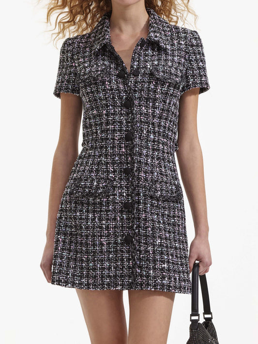 Tweed Mini Dress with Button