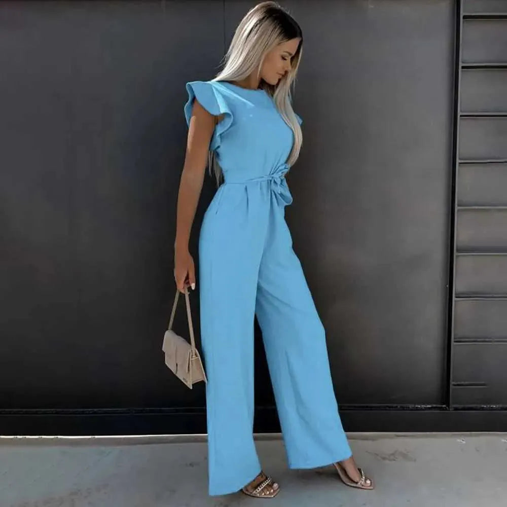 Cery - Elegant Jumpsuit with Ruffles and Belt