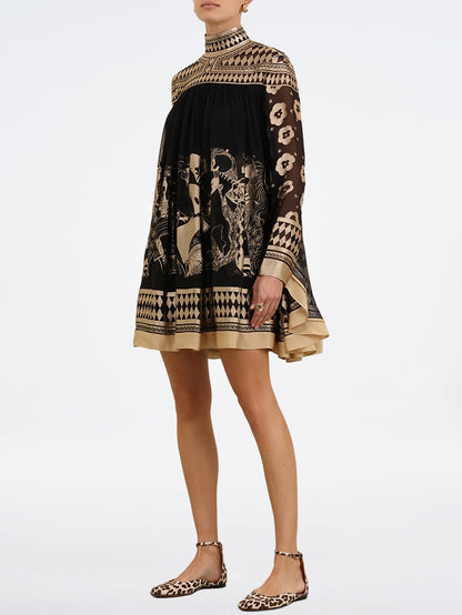 Bohemian Print High-Low Hem Dress