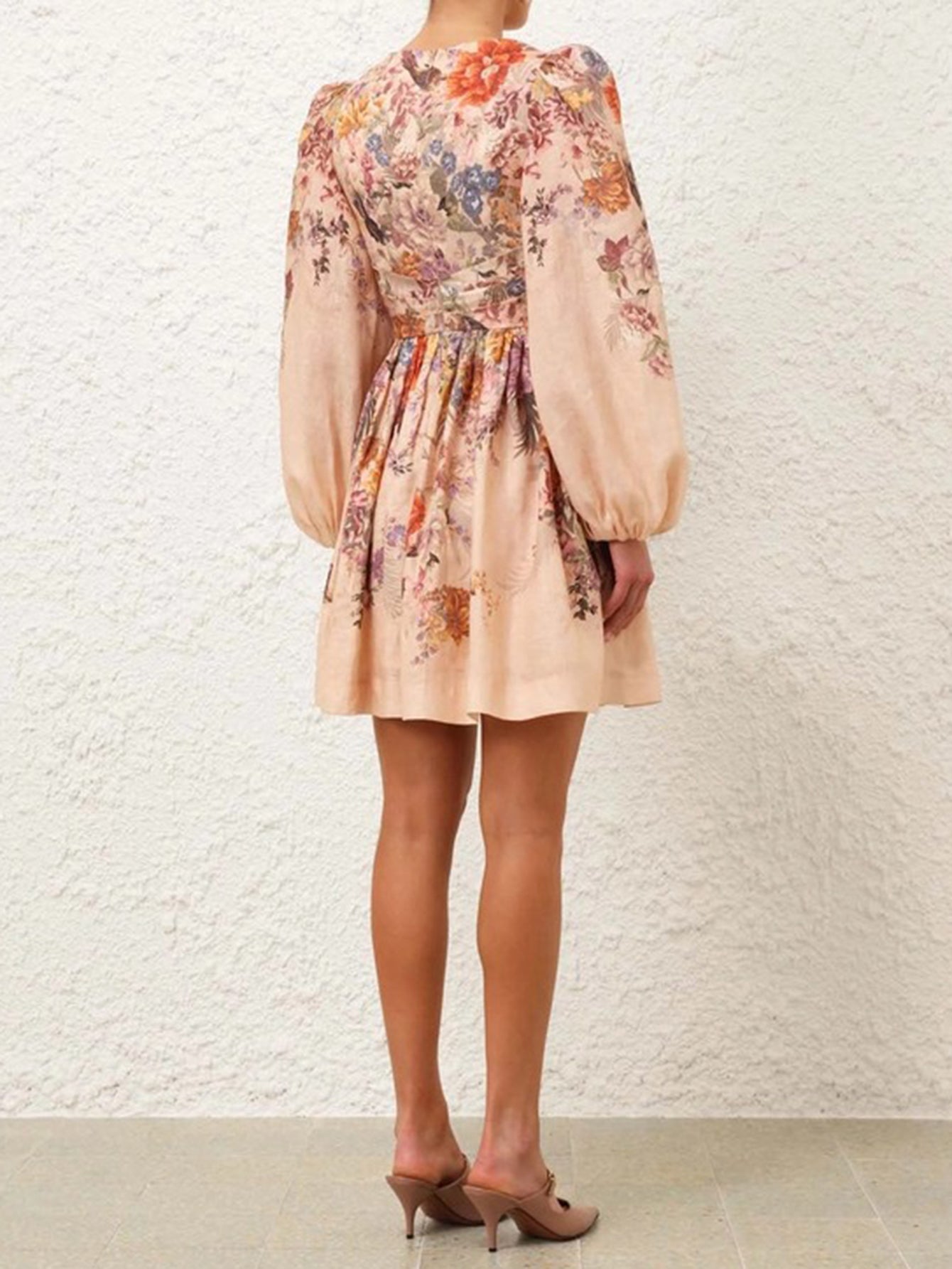 Elegant Draped Print Mini Dress