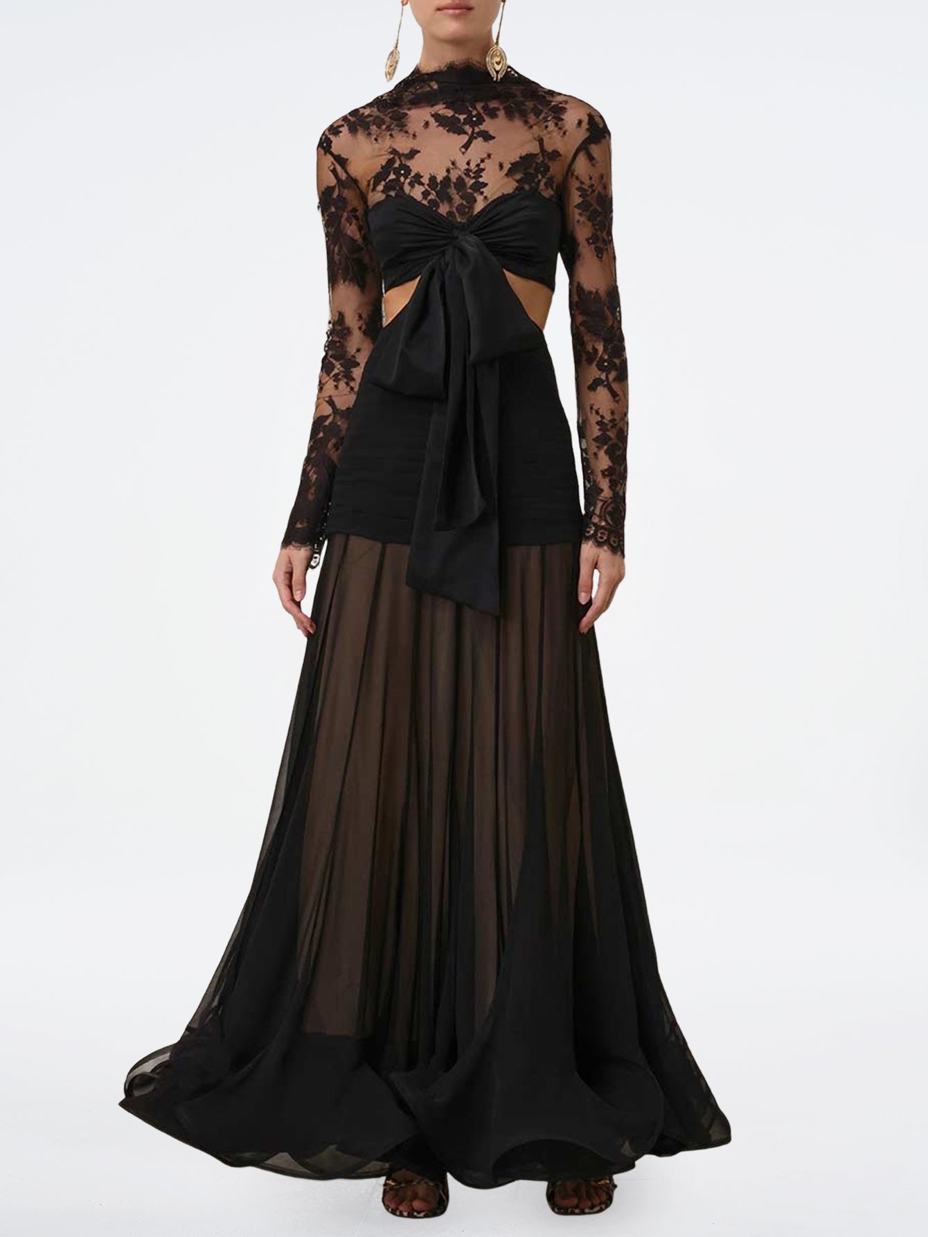 Elegant Lace Cutout Gown