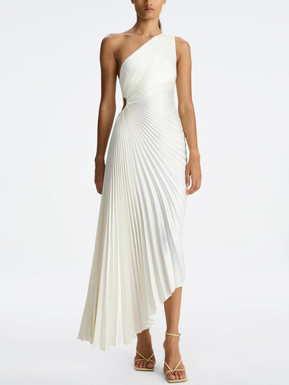 Elegant One Shoulder Pleated Gown