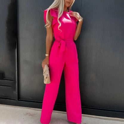 Cery - Elegant Jumpsuit with Ruffles and Belt