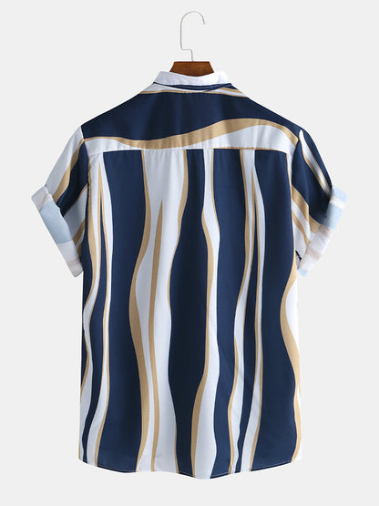 Revere Shirts with Wave Stripes and Short Swim Shorts