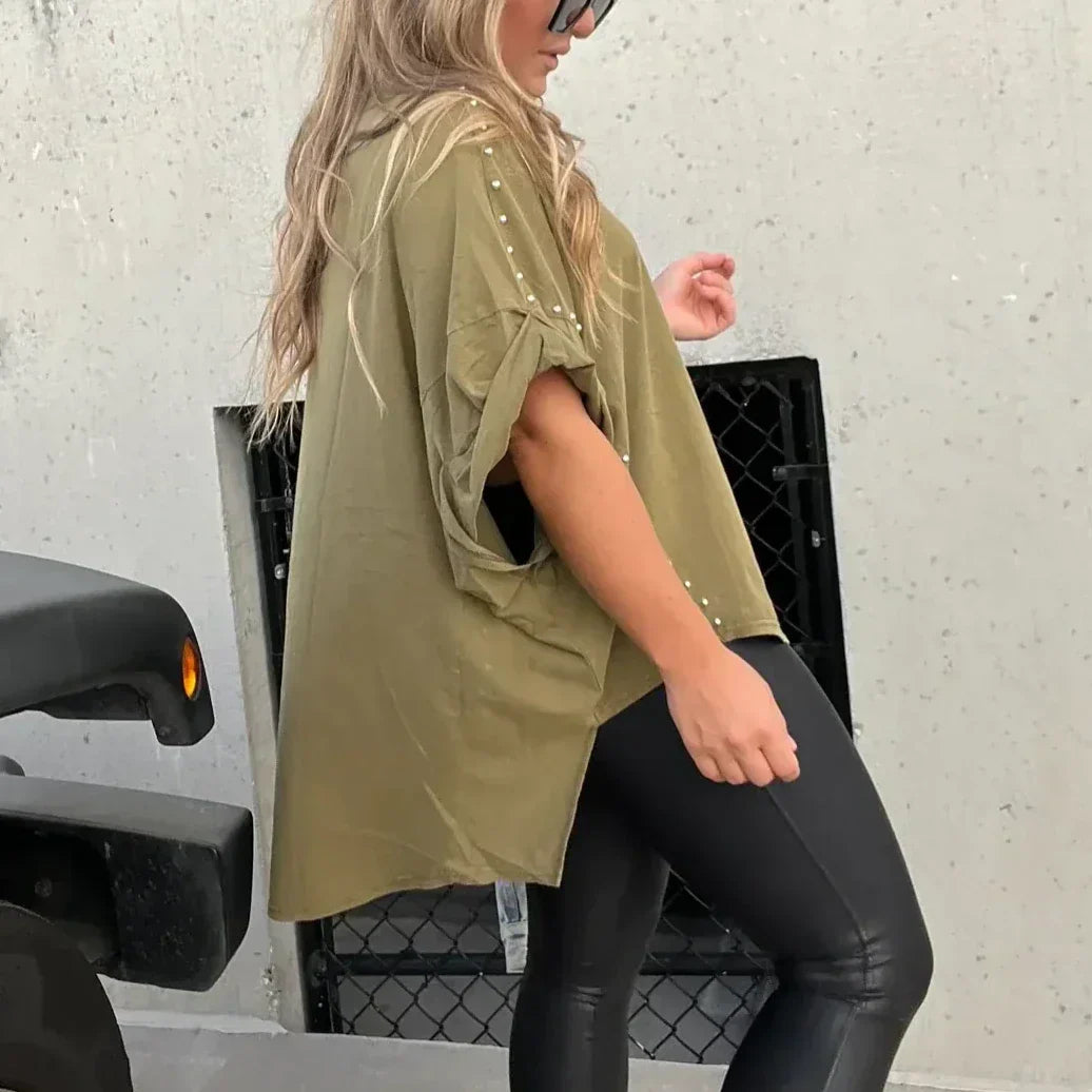 Hannah - Studded Oversized Tee