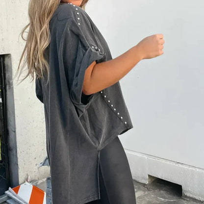 Hannah - Studded Oversized Tee