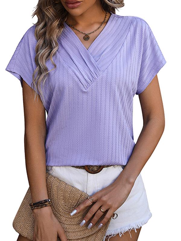 Women's V-Neck Chain Jacquard Short Sleeve T-Shirt 04509684