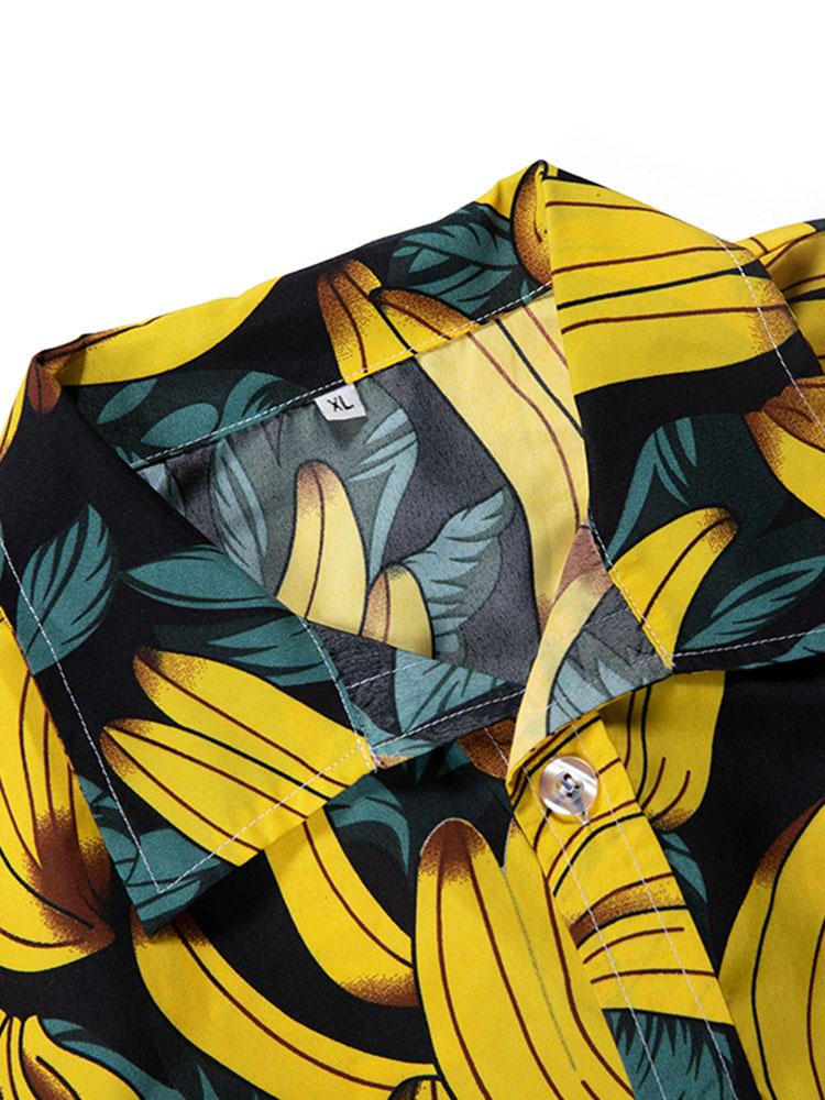 Shirt with Banana Print and Swim Shorts with Banana Print