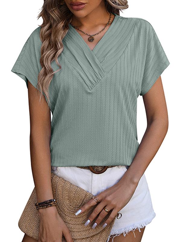 Women's V-Neck Chain Jacquard Short Sleeve T-Shirt 04509684