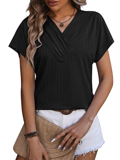 Women's V-Neck Chain Jacquard Short Sleeve T-Shirt 04509684