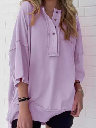 Solid Color Casual Button T-Shirt