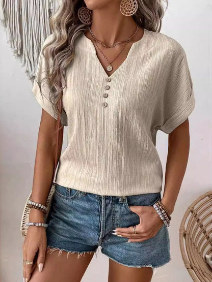 V-neck Batwing Sleeve Blouse