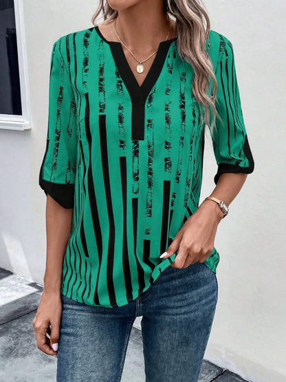 Color Block Floral Print Half Sleeve Shirt