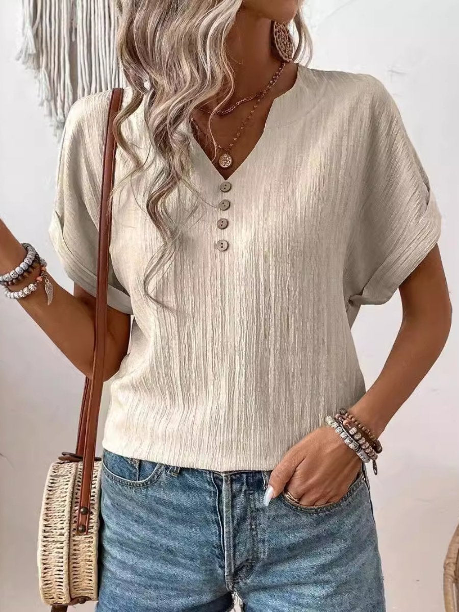 V-neck Batwing Sleeve Blouse